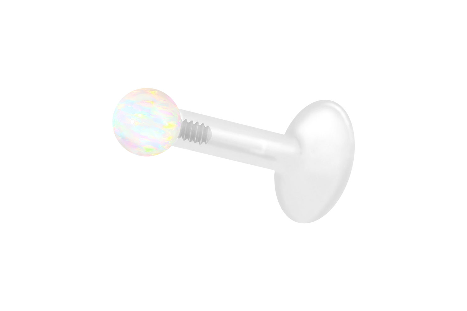 PTFE Labret Piercing mit Innengewinde + Titan-Aufsatz SYNTHETISCHER OPAL